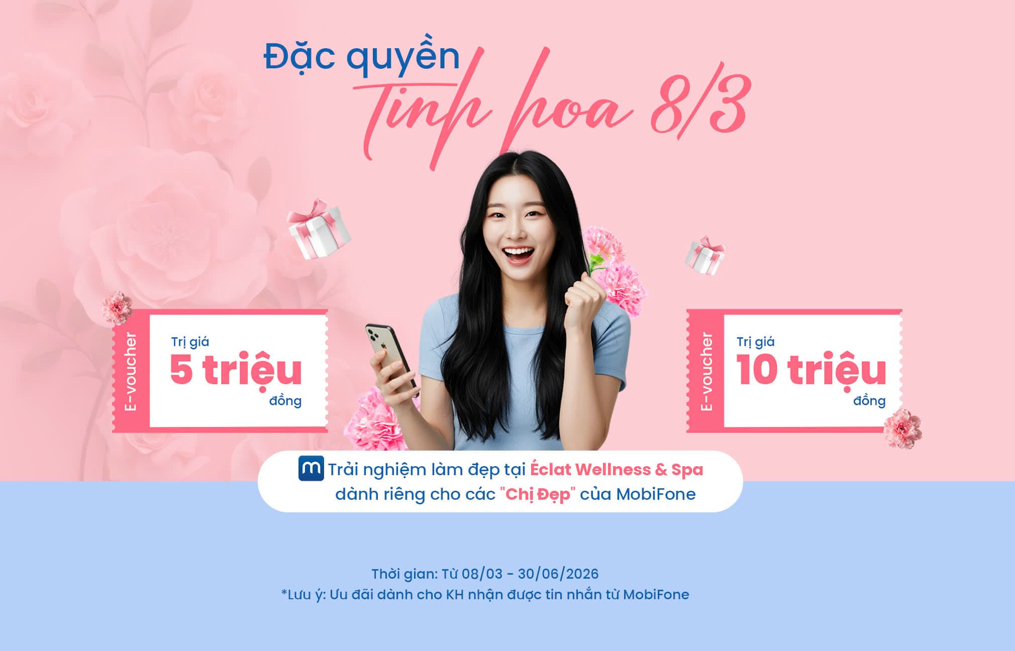 Tri ân phái đẹp, MobiFone tặng e-voucher làm đẹp lên đến 10 triệu đồng
